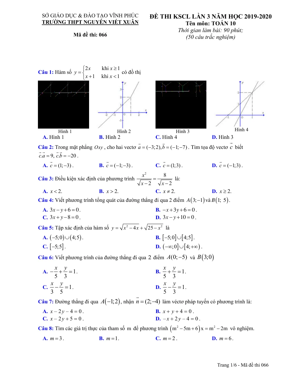 Xem trước trang 1 của "Đề Thi KSCL Toán 10 Lần 3 Năm Học 2019-2020 - Trường THPT Nguyễn Viết Xuân - Vĩnh Phúc"