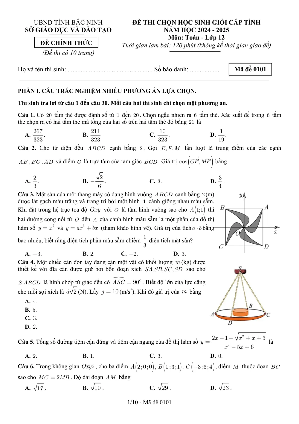 Xem trước trang 1 của "Đề thi chọn học sinh giỏi cấp tỉnh môn Toán lớp 12 năm học 2024-2025 - Sở GD&ĐT Bắc Ninh"
