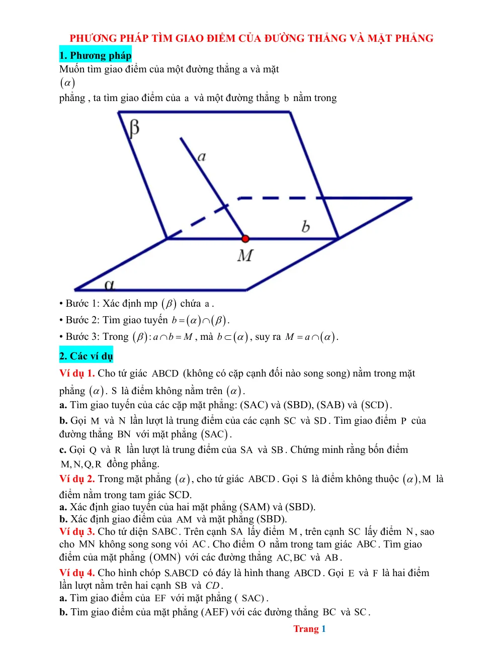 Xem trước trang 1 của "Phương Pháp Tìm Giao Điểm Của Đường Thẳng Và Mặt Phẳng"