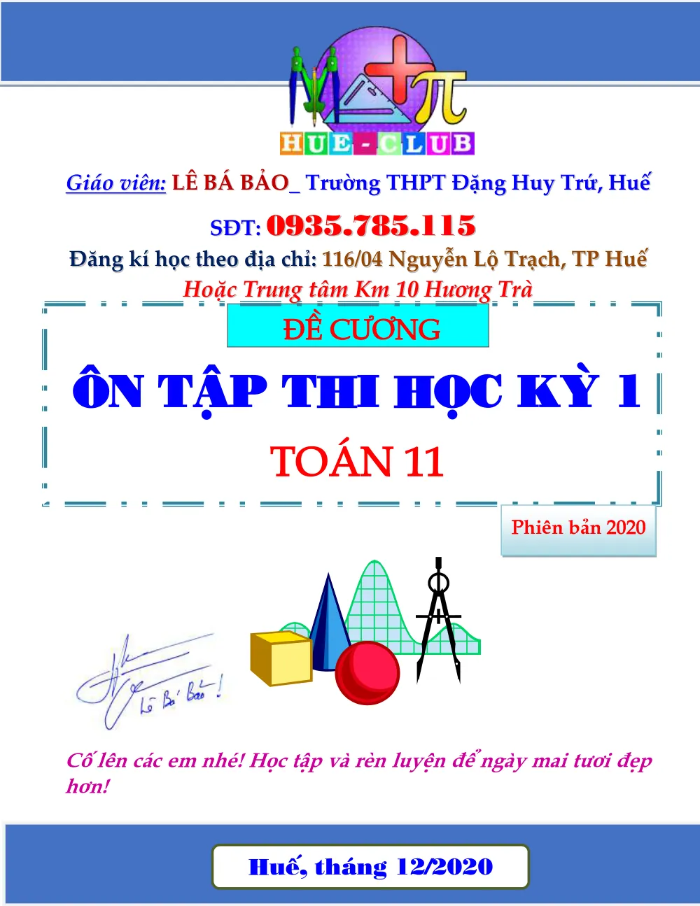 Xem trước trang 1 của "Đề Cương Ôn Tập Thi Học Kỳ 1 Toán 11 - Lê Bá Bảo - Huế"