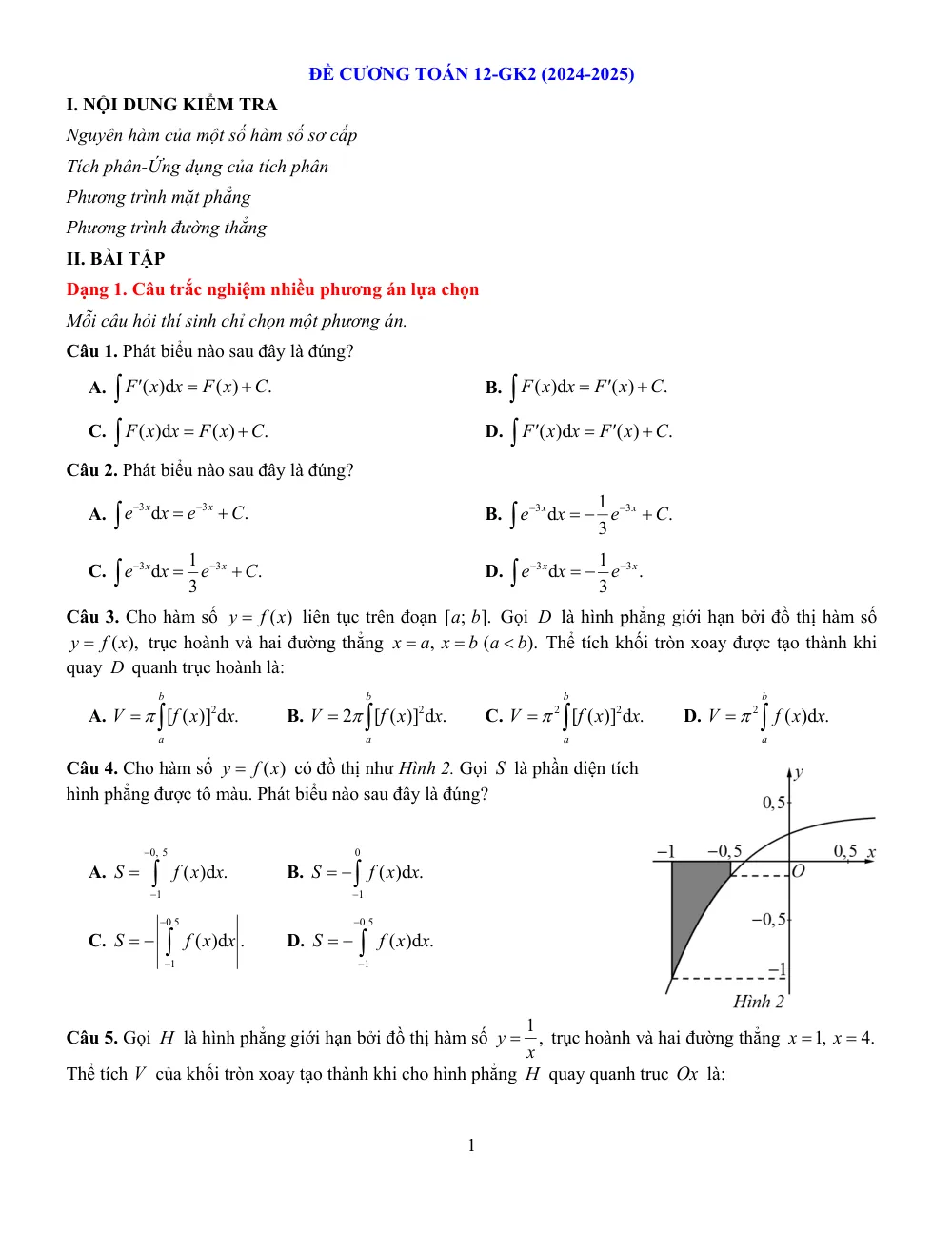 Xem trước trang 1 của "Đề cương giữa kỳ 2 Toán 12 - Năm học 2024-2025 - Trường THPT Trung Vương - Bình Định"