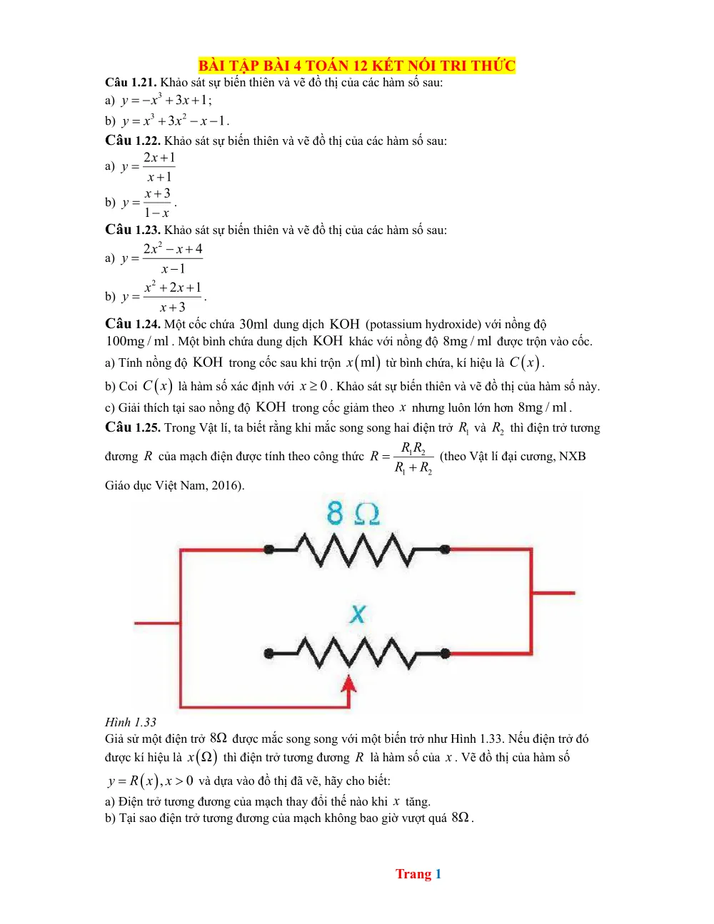 Xem trước trang 1 của "Bài tập Bài 4 Toán 12 Kết nối tri thức"