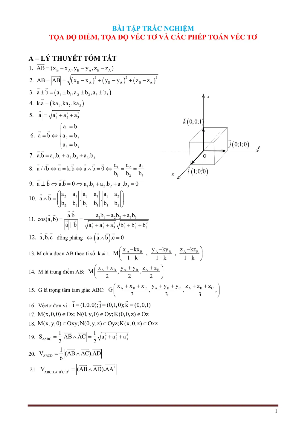 Xem trước trang 1 của "75 Câu Trắc Nghiệm Tọa Độ Điểm, Tọa Độ Véctơ Và Các Phép Toán Véctơ"