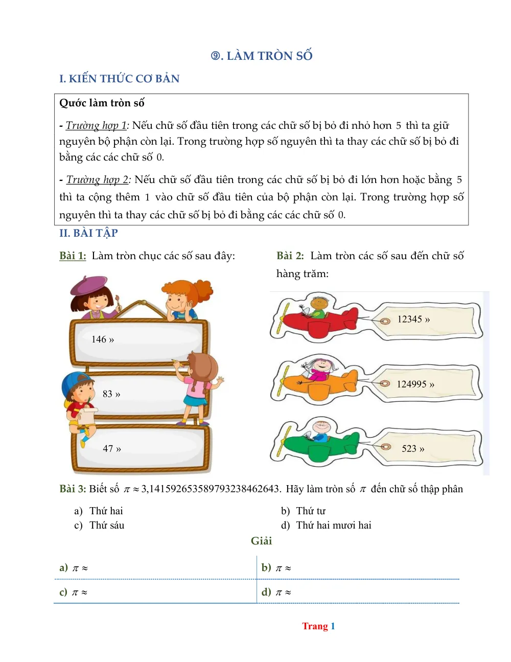 Xem trước trang 1 của "Bài tập Toán Lớp 7 - Làm Tròn Số"