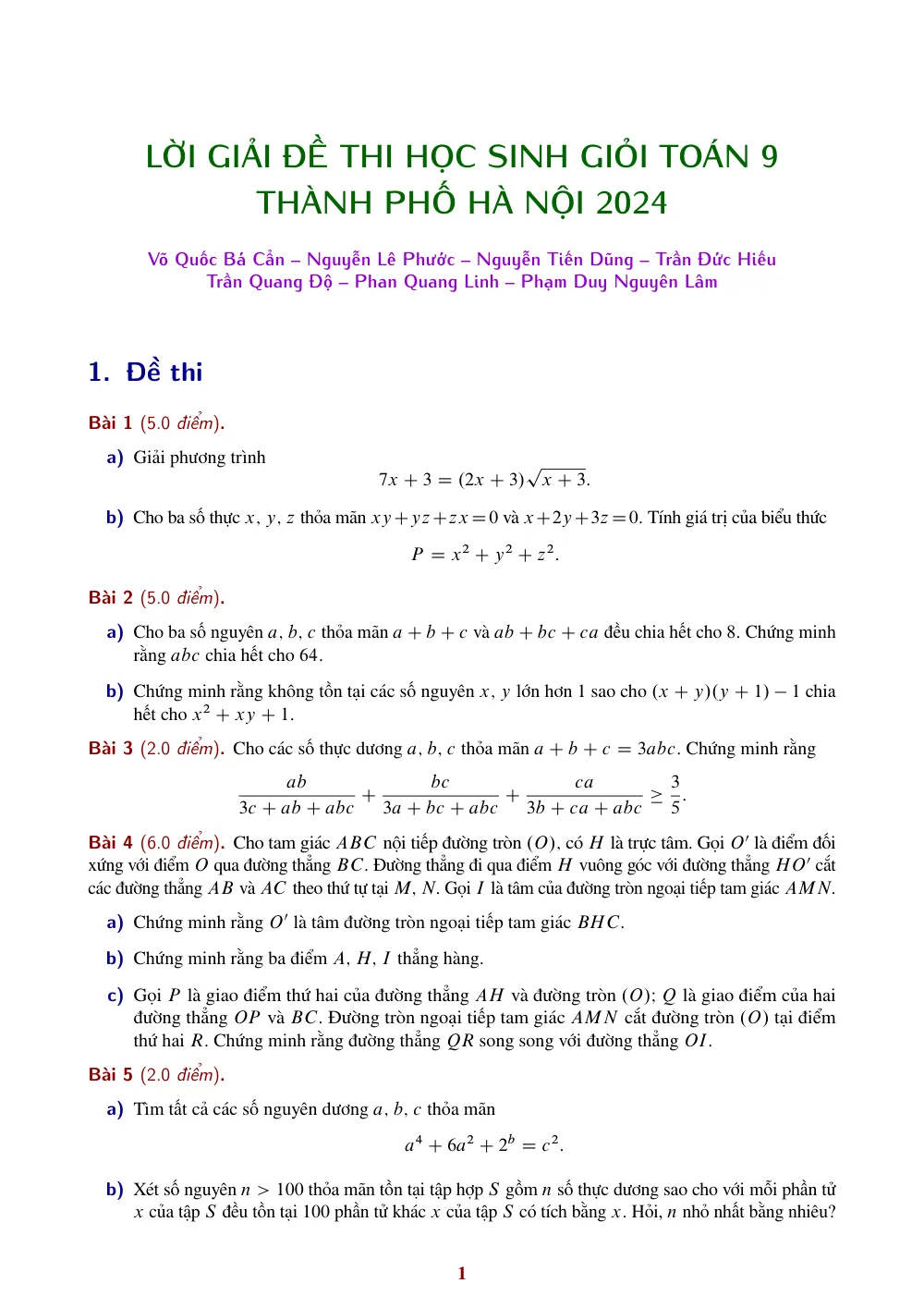 Xem trước trang 1 của "Đề Thi Học Sinh Giỏi Toán 9 Năm 2023-2024 - Sở GDĐT Hà Nội"