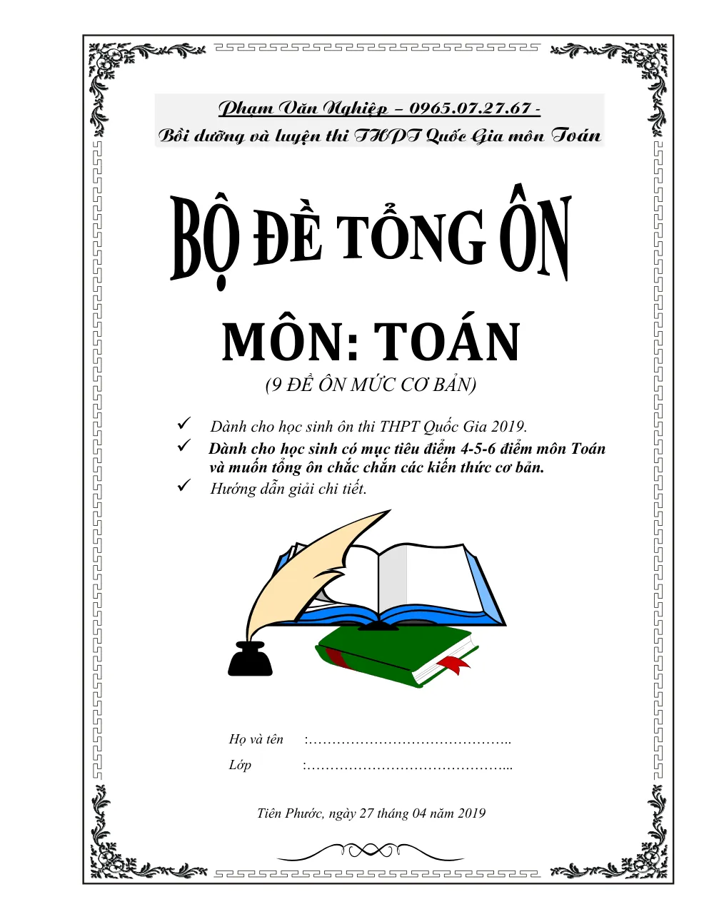 Xem trước trang 1 của "Bộ Đề Tổng Ôn THPT Quốc Gia 2019 - Môn Toán - Phạm Văn Nghiệp"
