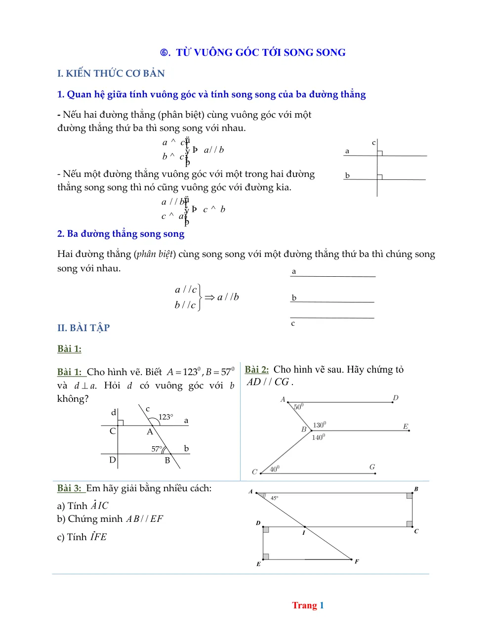 Xem trước trang 1 của "Bài tập Hình học 7 - Từ vuông góc tới song song"