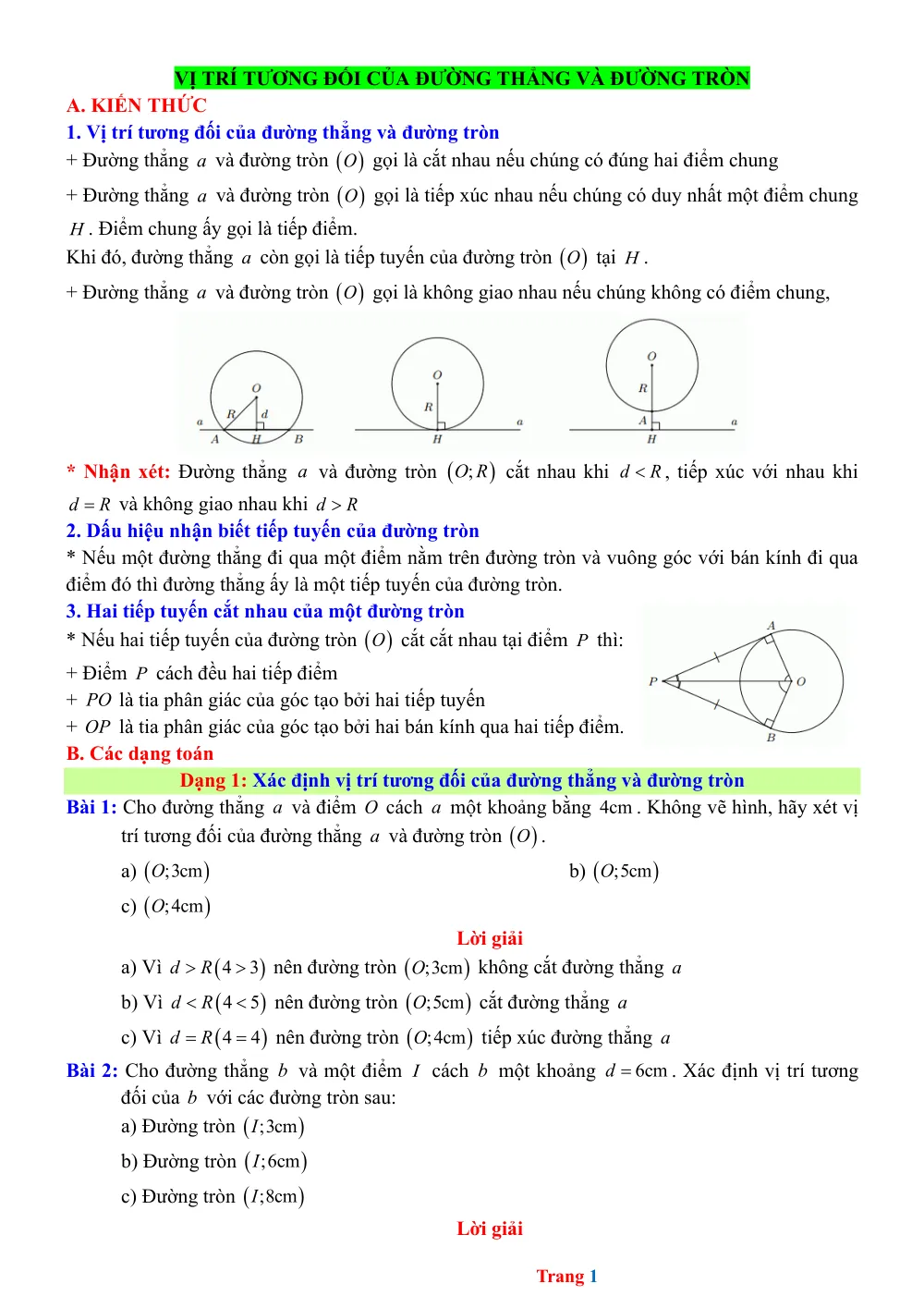 Xem trước trang 1 của "Vị Trí Tương Đối Của Đường Thẳng Và Đường Tròn"