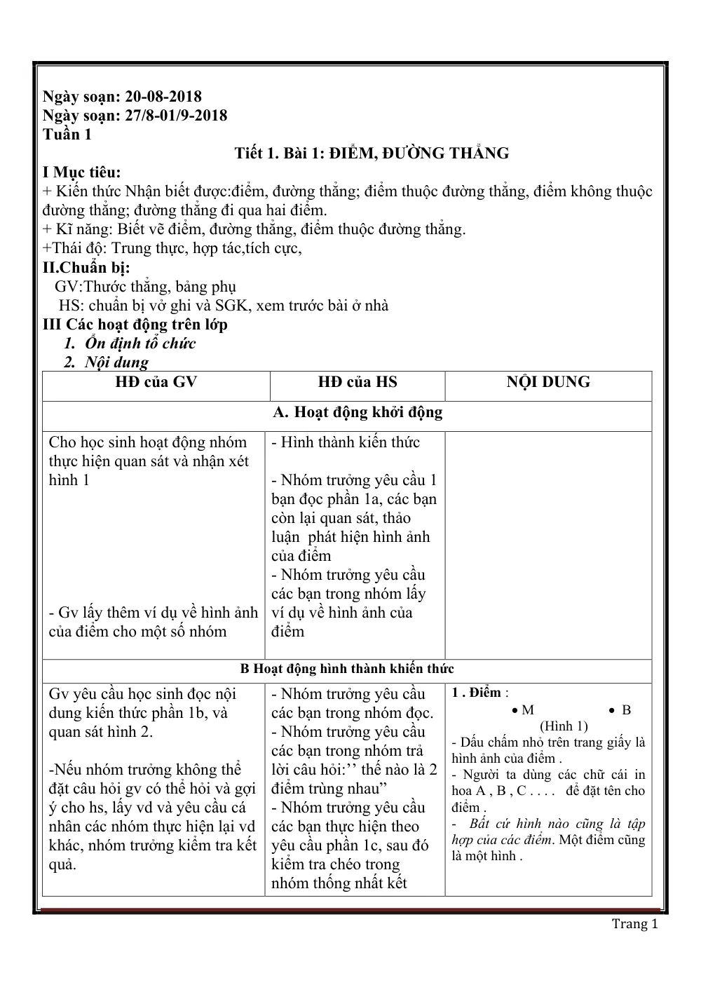 Xem trước trang 1 của "Giáo án Hình học 6 HK1 - 2018"