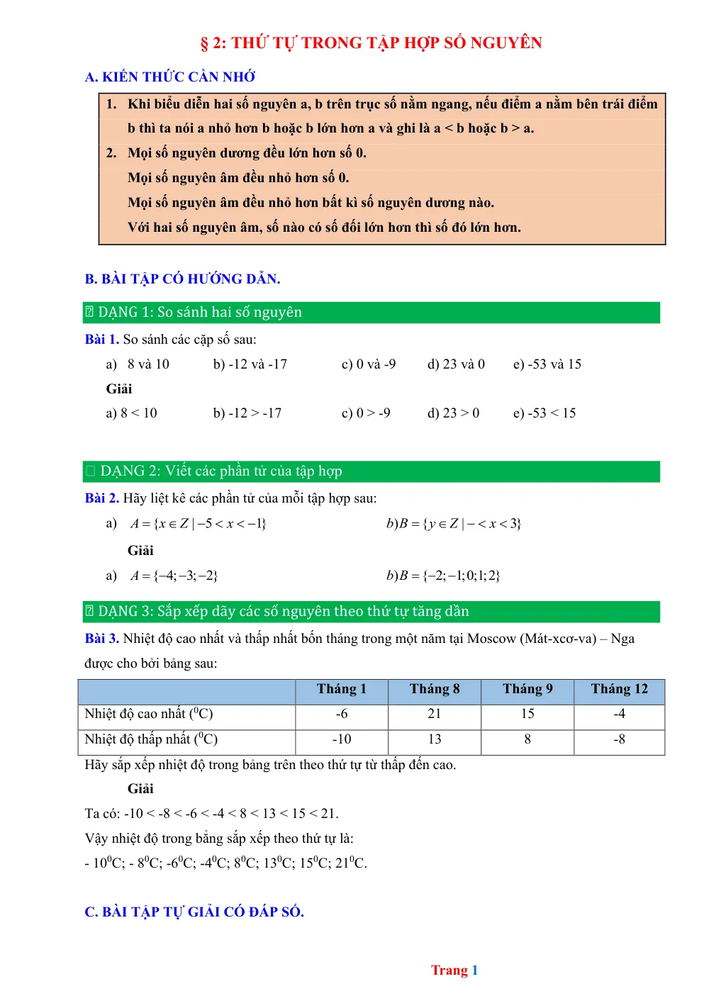 Xem trước trang 1 của "Bài tập Bài 2: Thứ tự trong tập hợp số nguyên"