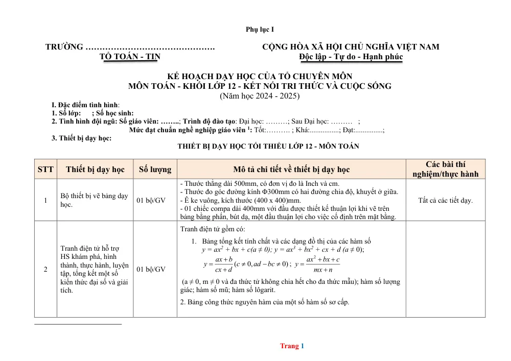 Xem trước trang 1 của "Phụ lục 123 - Toán 12 - Kết nối tri thức và cuộc sống - Năm học 2024-2025"