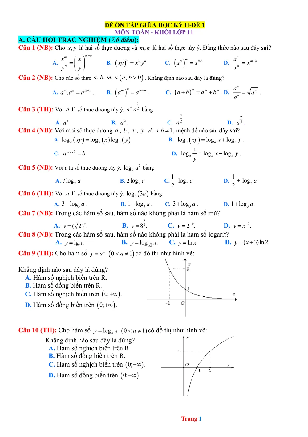 Xem trước trang 1 của "Đề Ôn Tập Giữa Học Kỳ II - Toán 11 - KNTT"
