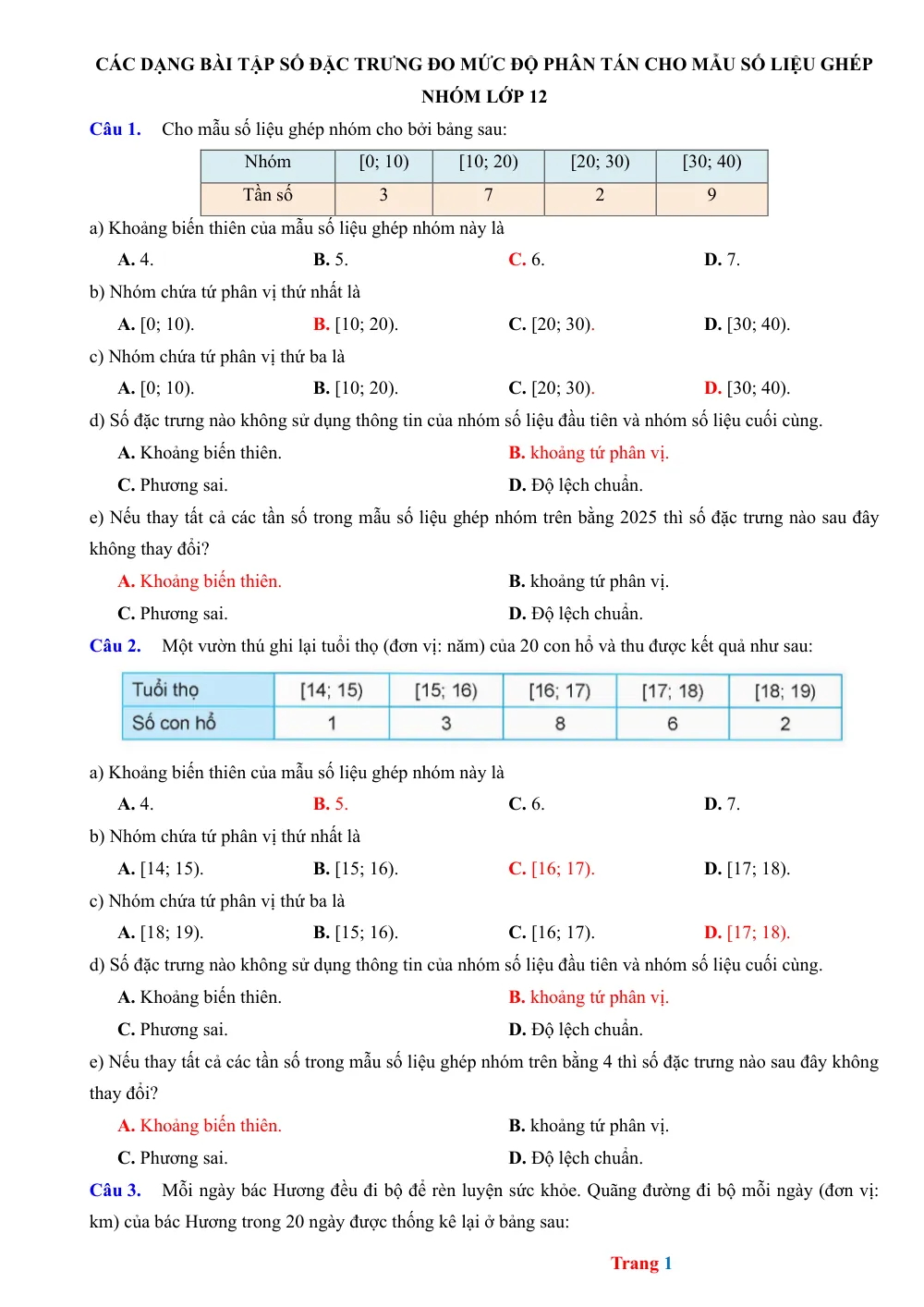 Xem trước trang 1 của "Các dạng bài tập số đặc trưng đo mức độ phân tán cho mẫu số liệu ghép nhóm lớp 12"