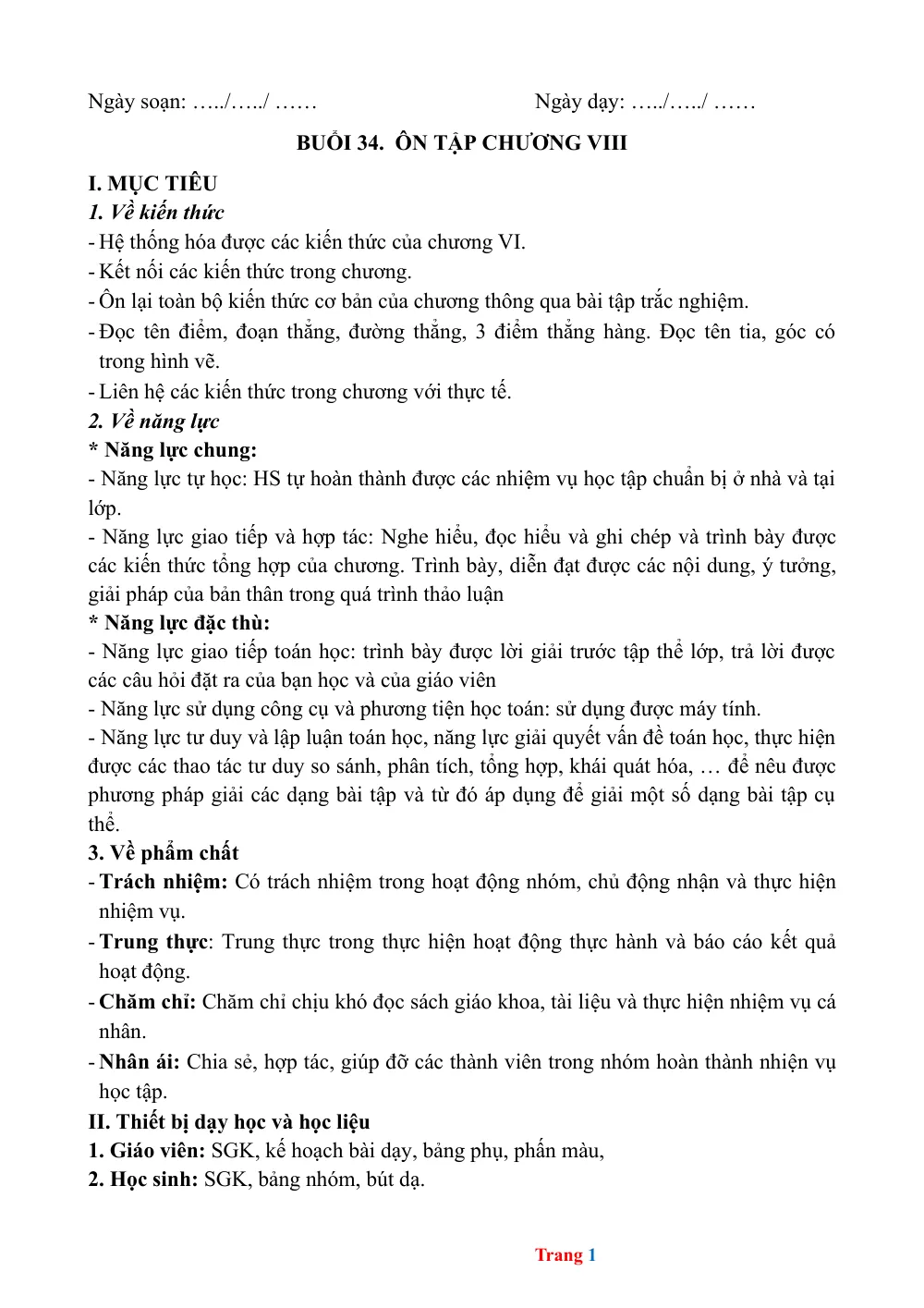 Xem trước trang 1 của "Ôn Tập Chương VIII - Toán 6"