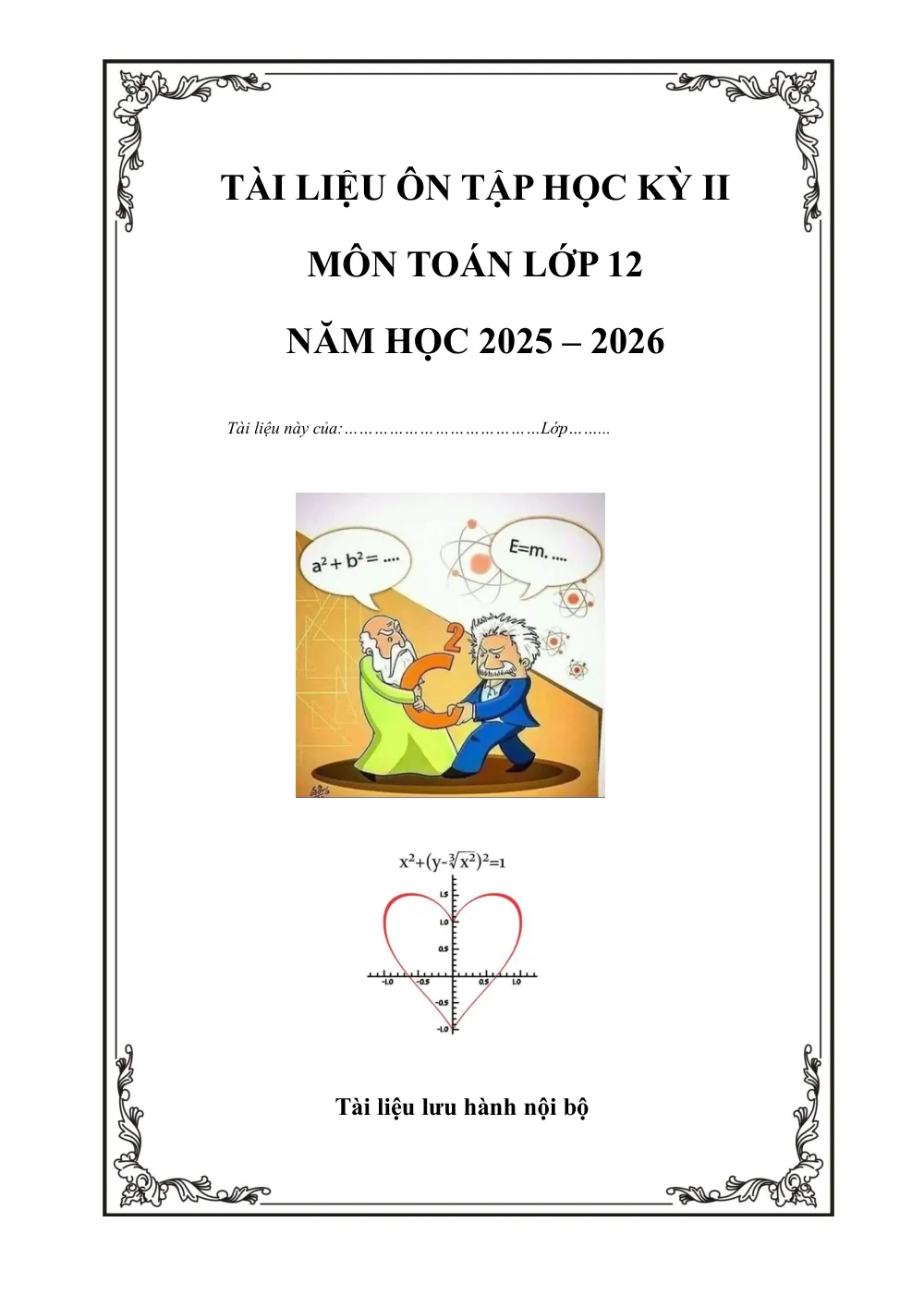 Xem trước trang 1 của "Tài liệu ôn tập cuối kỳ II - Toán 12 - Năm học 2025-2026 - Trường THPT Trần Phú - Đà Nẵng"
