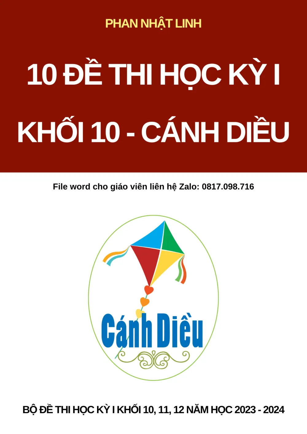 Xem trước trang 1 của "Đề kiểm tra cuối học kỳ 1 môn Toán 10 - Cánh Diều có đáp án"