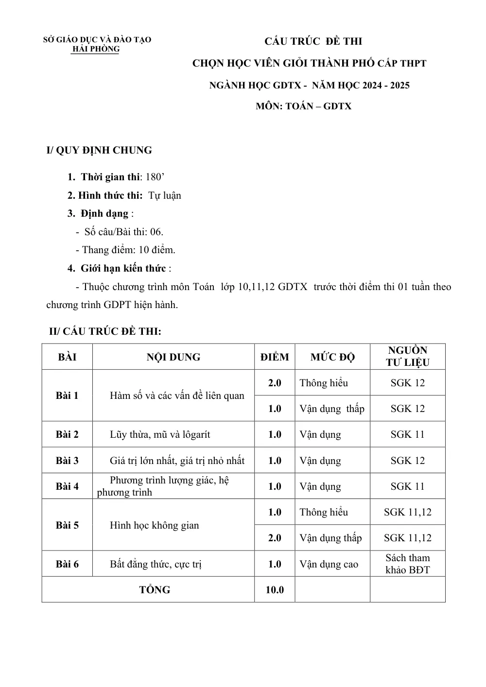 Xem trước trang 1 của "Đề Chọn Học Viên Giỏi Toán GDTX Năm Học 2024-2025 - Sở GDĐT Hải Phòng"