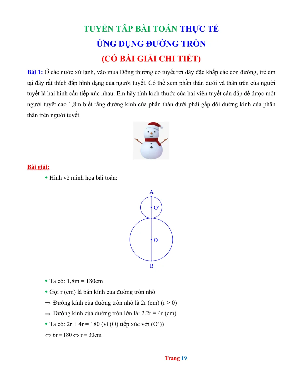 Xem trước trang 1 của "Các bài toán thực tế ứng dụng đường tròn (Có bài giải chi tiết)"