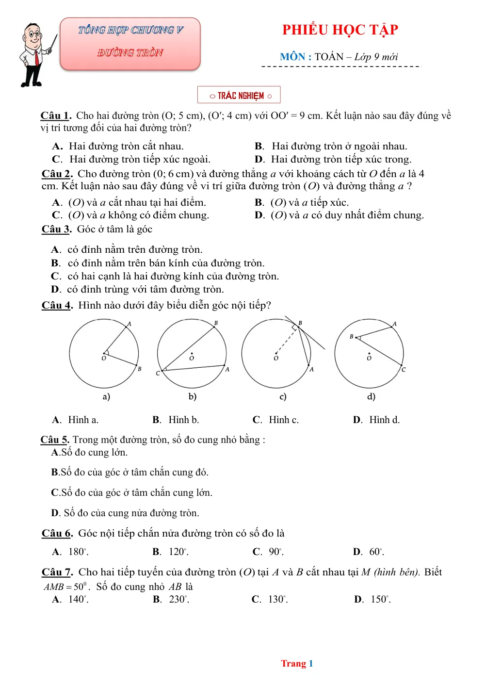 Xem trước trang 1 của "Phiếu Học Tập Môn Toán Lớp 9"
