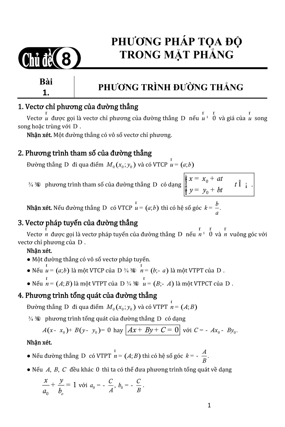 Xem trước trang 1 của "Bài tập trắc nghiệm Phương trình tọa độ trong mặt phẳng"