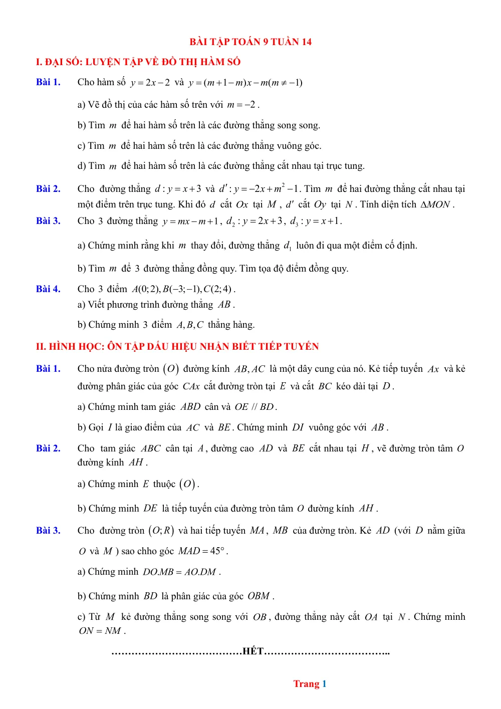 Xem trước trang 1 của "Bài tập Toán 9 Tuần 14"