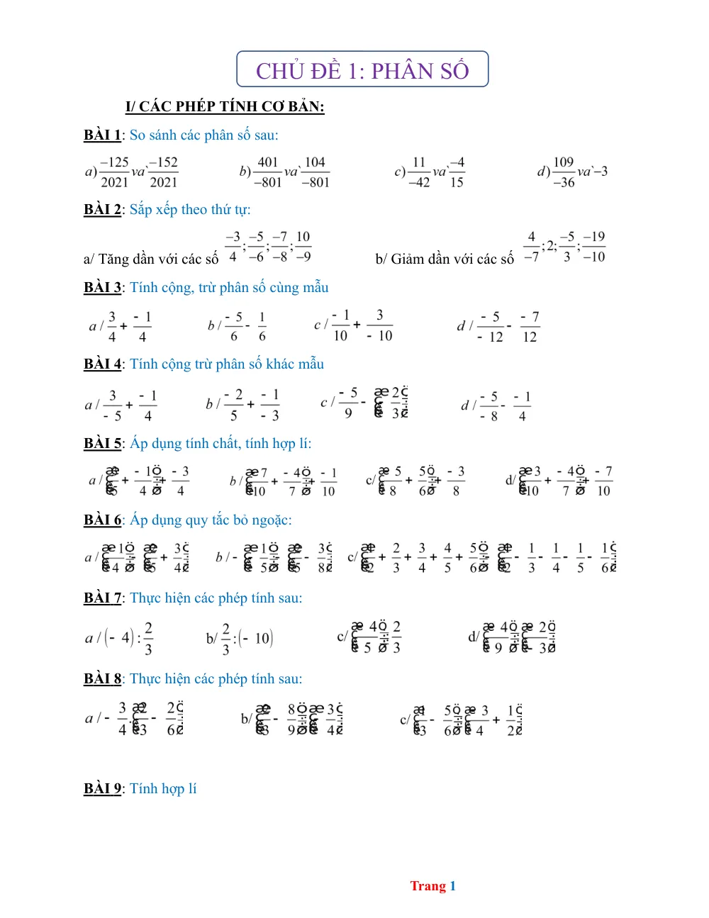 Xem trước trang 1 của "Tài liệu ôn tập Toán 6 HK2 theo chủ đề"