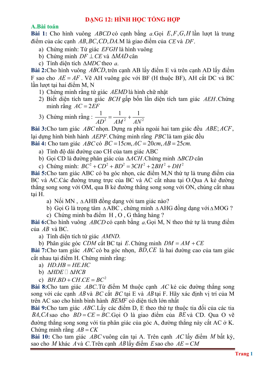 Xem trước trang 1 của "HSG Toán 8 Dạng 12: Hình học Tổng hợp"