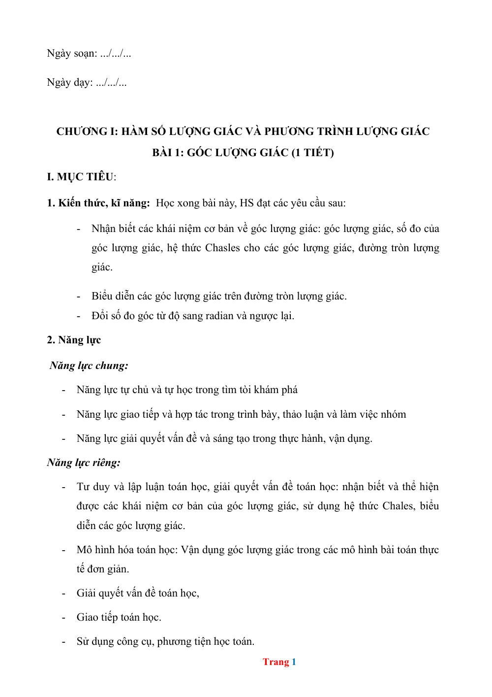 Xem trước trang 1 của "Toán 11 - Học kỳ 1 - CTST"