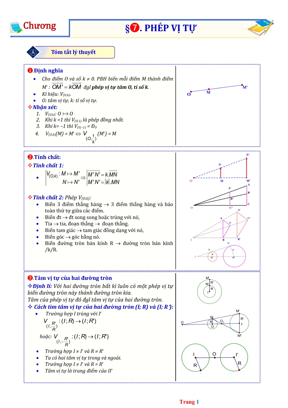Xem trước trang 1 của "Lý thuyết và Trắc nghiệm bài Phép Vị Tự - Toán 11"