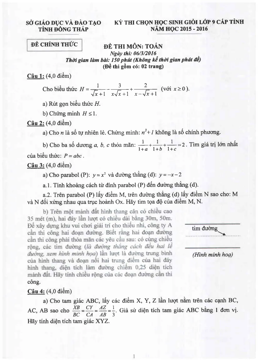 Xem trước trang 1 của "Đề thi chọn học sinh giỏi Toán 9 cấp Tỉnh - Đồng Tháp (2015-2016)"