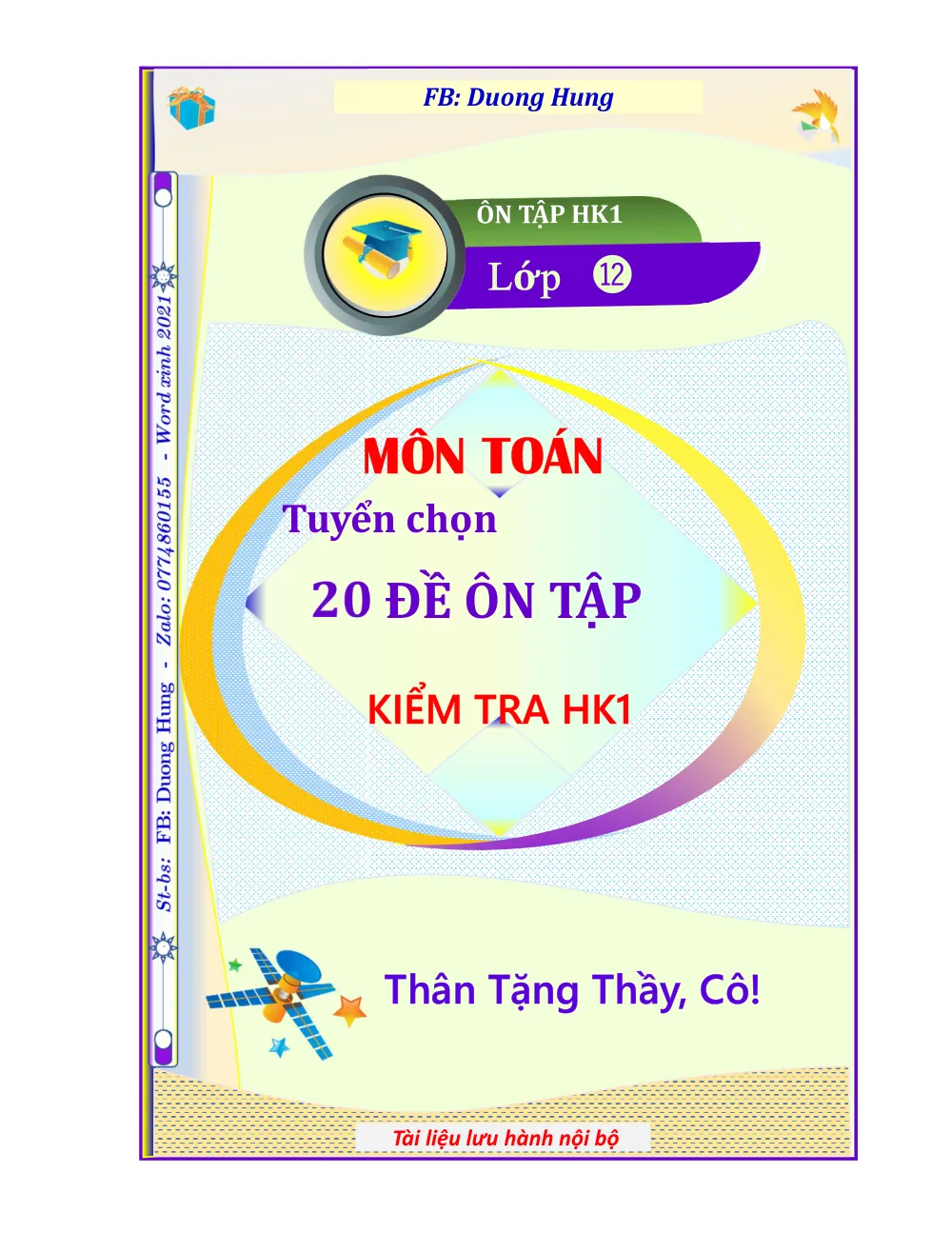 Xem trước trang 1 của "Tuyển chọn 20 Đề Trắc Nghiệm Ôn Thi HK1 Toán 12 Năm Học 2020-2021"