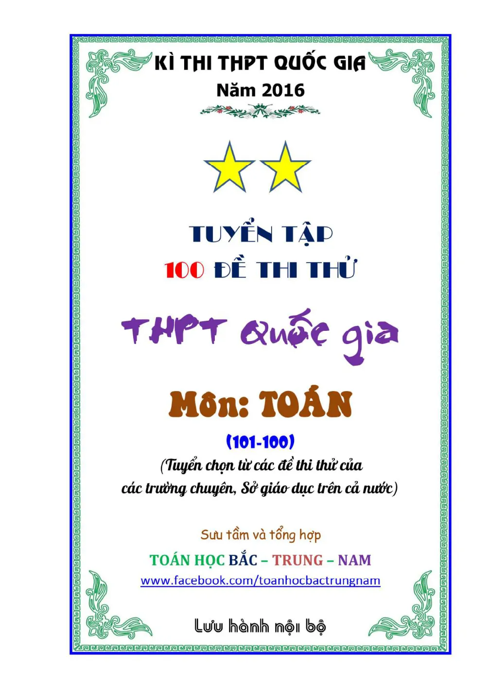 Xem trước trang 1 của "Tuyển tập 100 đề thi thử THPT Quốc gia 2016 - Trần Quốc Nghĩa (Phần 2)"