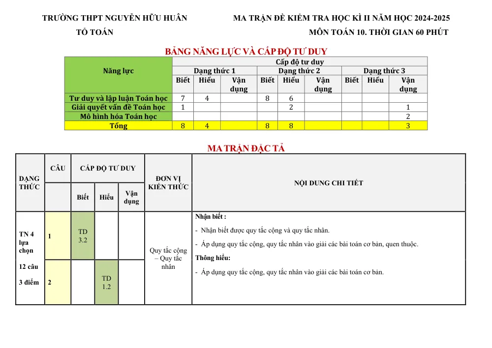 Xem trước trang 1 của "Đề kiểm tra học kỳ 2 Toán 10 năm học 2024-2025 - Trường THPT Nguyễn Hữu Huân - TP. Hồ Chí Minh"