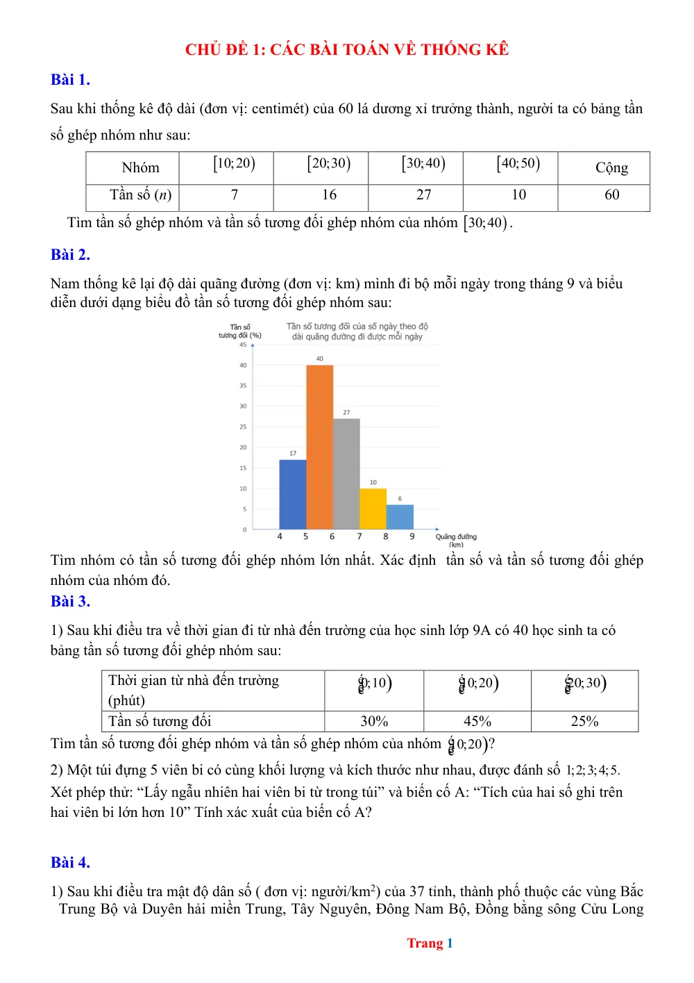 Xem trước trang 1 của "Toán 9 - Tuyển sinh 10 - Chủ đề 1: Thống kê"