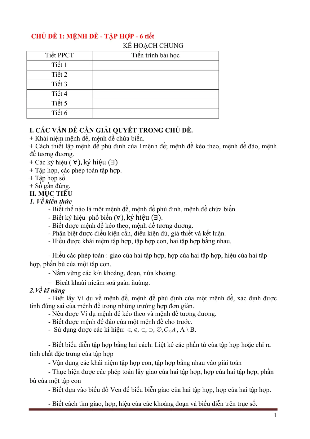 Xem trước trang 1 của "Giáo án Đại số 10 - HK 1"