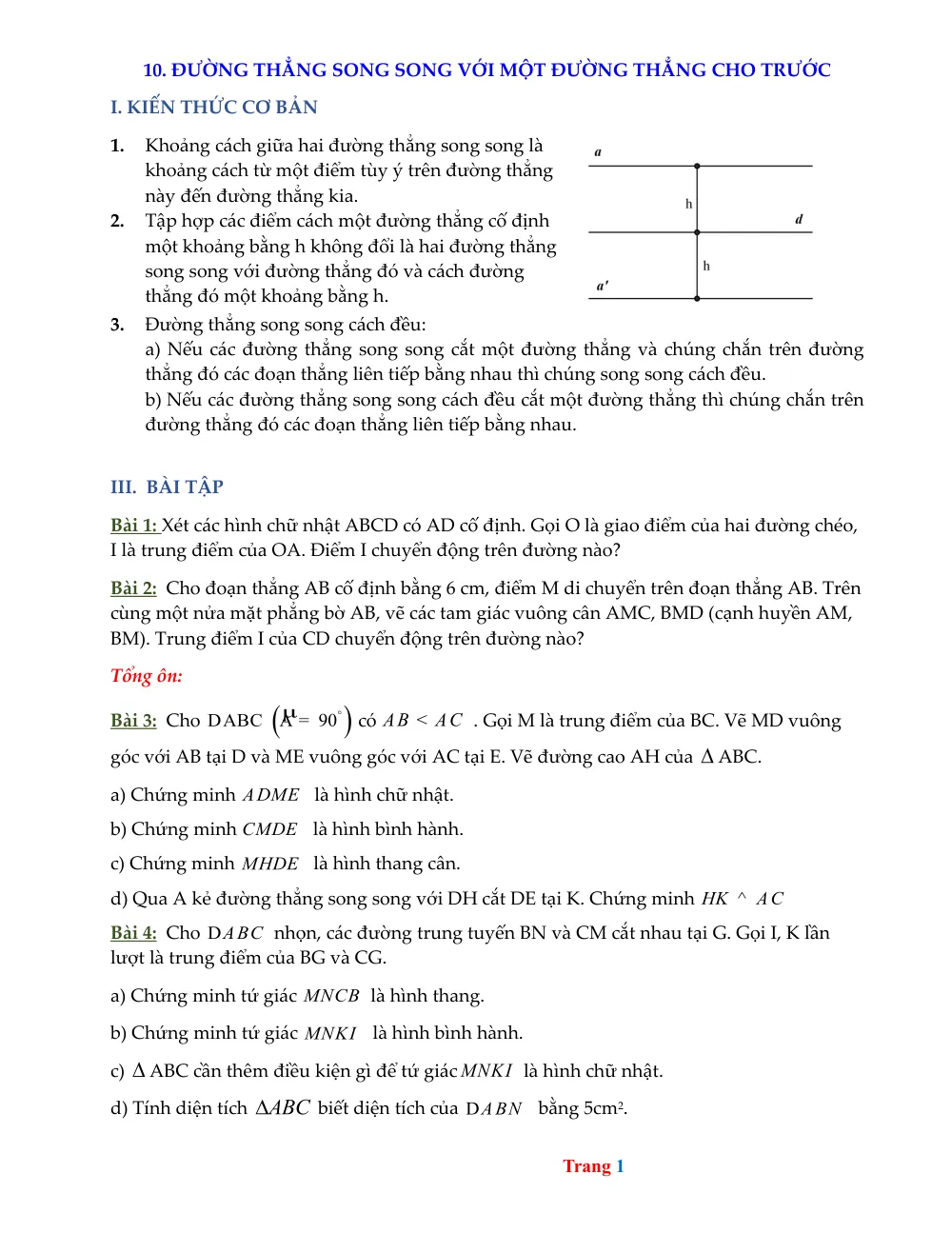 Xem trước trang 1 của "Bài tập Hình Lớp 8: Đường Thẳng Song Song Với Một Đường Thẳng Cho Trước"